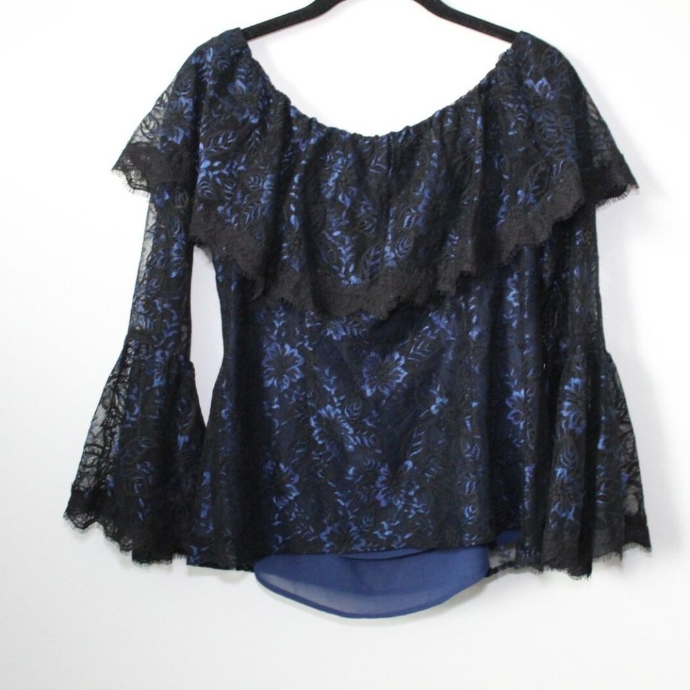 ✨BOGO White House Black Market Off the Shoulder Lace Top Size 8 WHBM H12486 - Picture 7 of 12